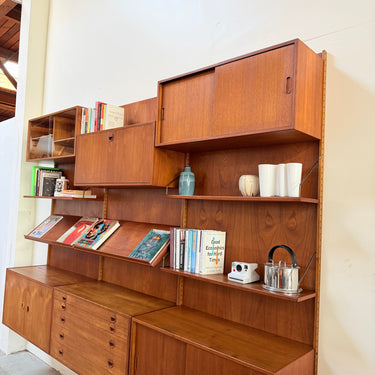Danish Modern Teakwood 3 Bay Wall Unit System by HG Furniture