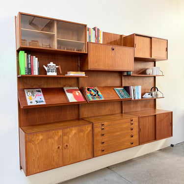 Danish Modern Teakwood 3 Bay Wall Unit System by HG Furniture