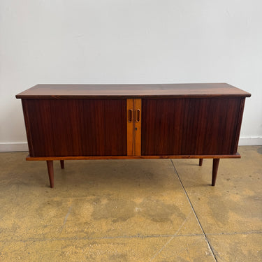 Danish Modern Rosewood Tambour Door Low Sideboard