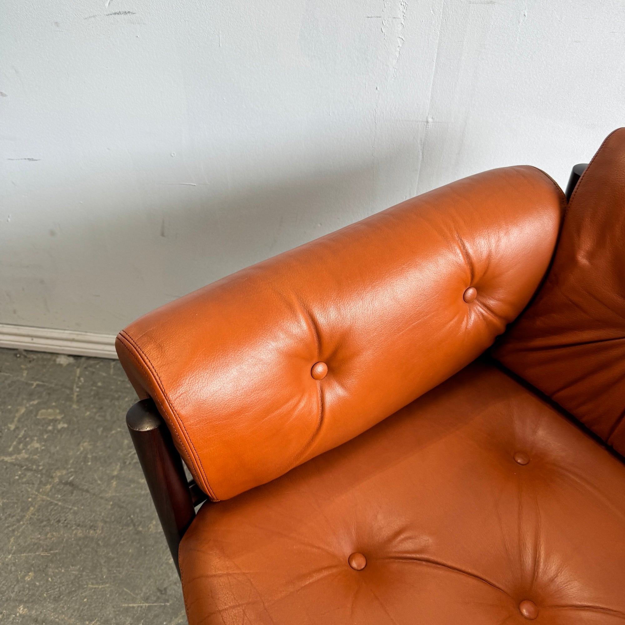 Danish Modern Leather & Rosewood Lounge Chair by Arne Norell