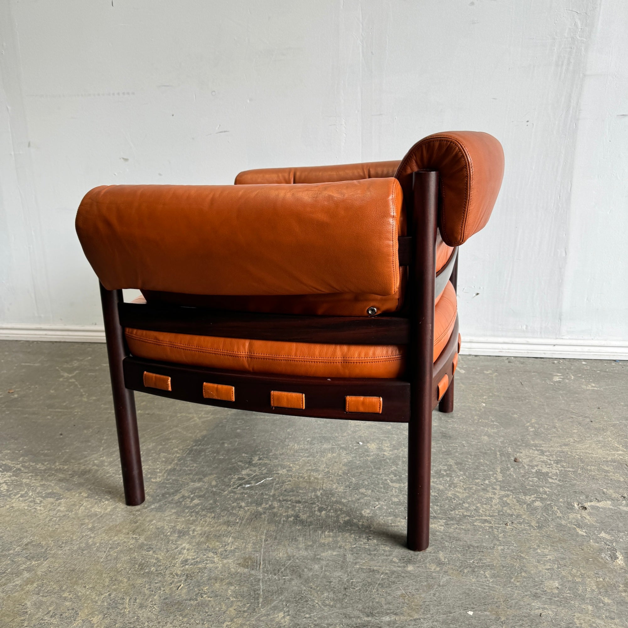 Danish Modern Leather & Rosewood Lounge Chair by Arne Norell