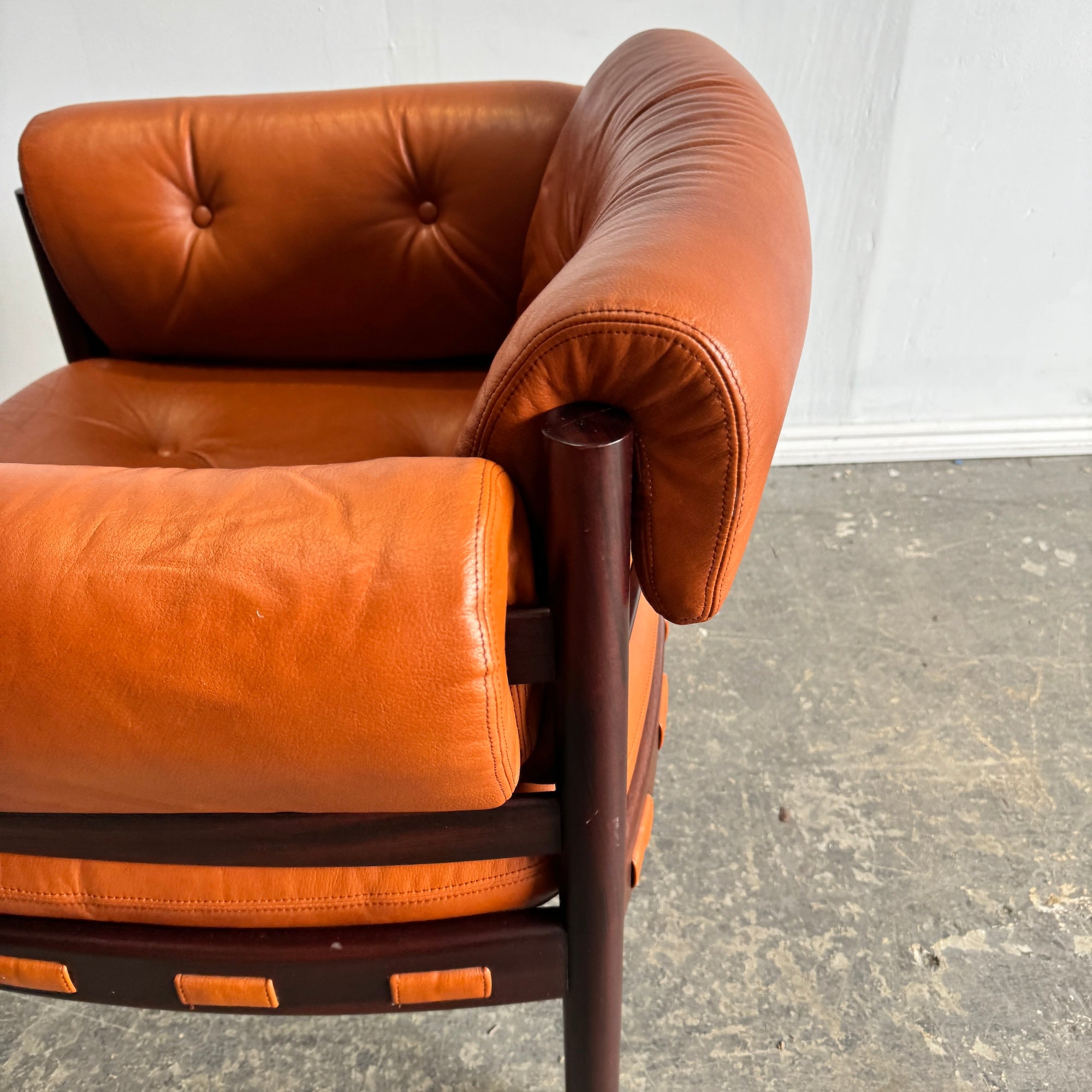 Danish Modern Leather & Rosewood Lounge Chair by Arne Norell