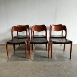 Vintage Danish "Set of 6" Moller Model 71 Side Chair