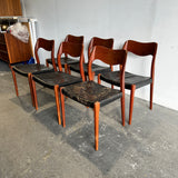 Vintage Danish "Set of 6" Moller Model 71 Side Chair