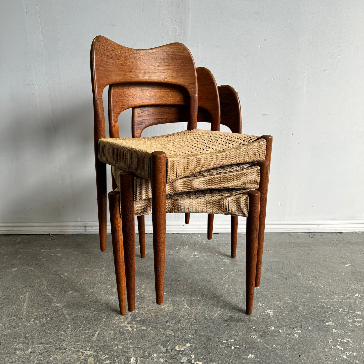 Danish Set of 3 Niels Moller Model 77 Teak Chairs