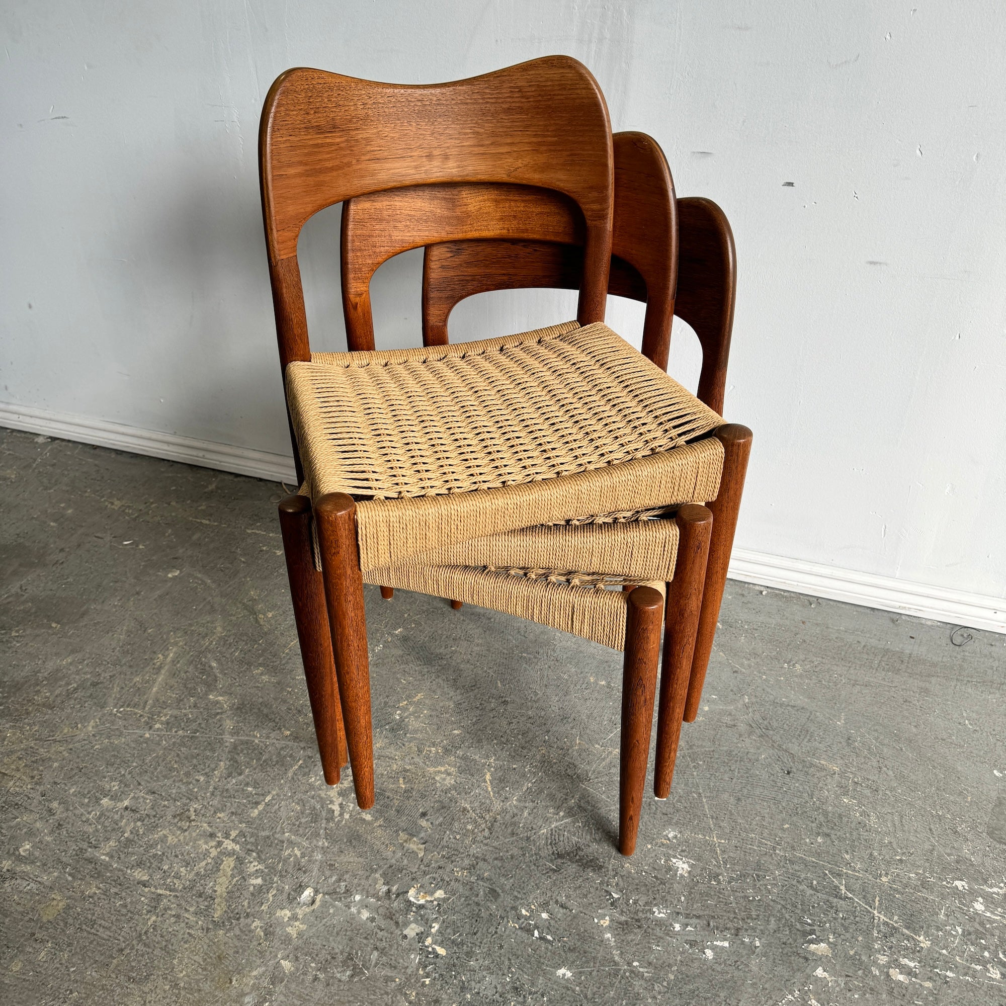 Danish Set of 3 Niels Moller Model 77 Teak Chairs