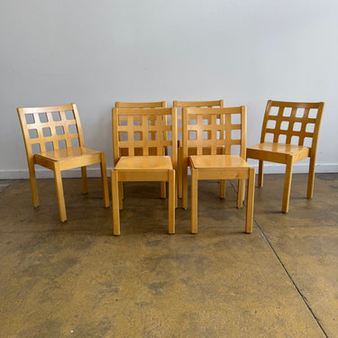 Eero Aarnio  Set of 6 “Ruuto” Birchwood Dining Chairs for Asko, 1990s
