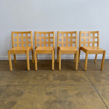 Eero Aarnio  Set of 4 “Ruuto” Birchwood Dining Chairs for Asko, 1990s