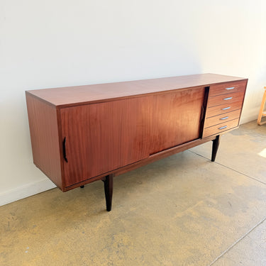 Danish Modern Sideboard with Sliding Doors and 5 Drawer