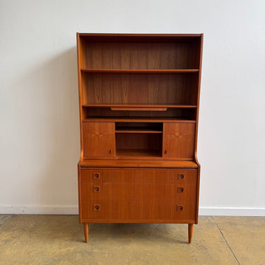 Danish Modern Teak Secretary Cabinet with Vanity & Drawers, 1960s