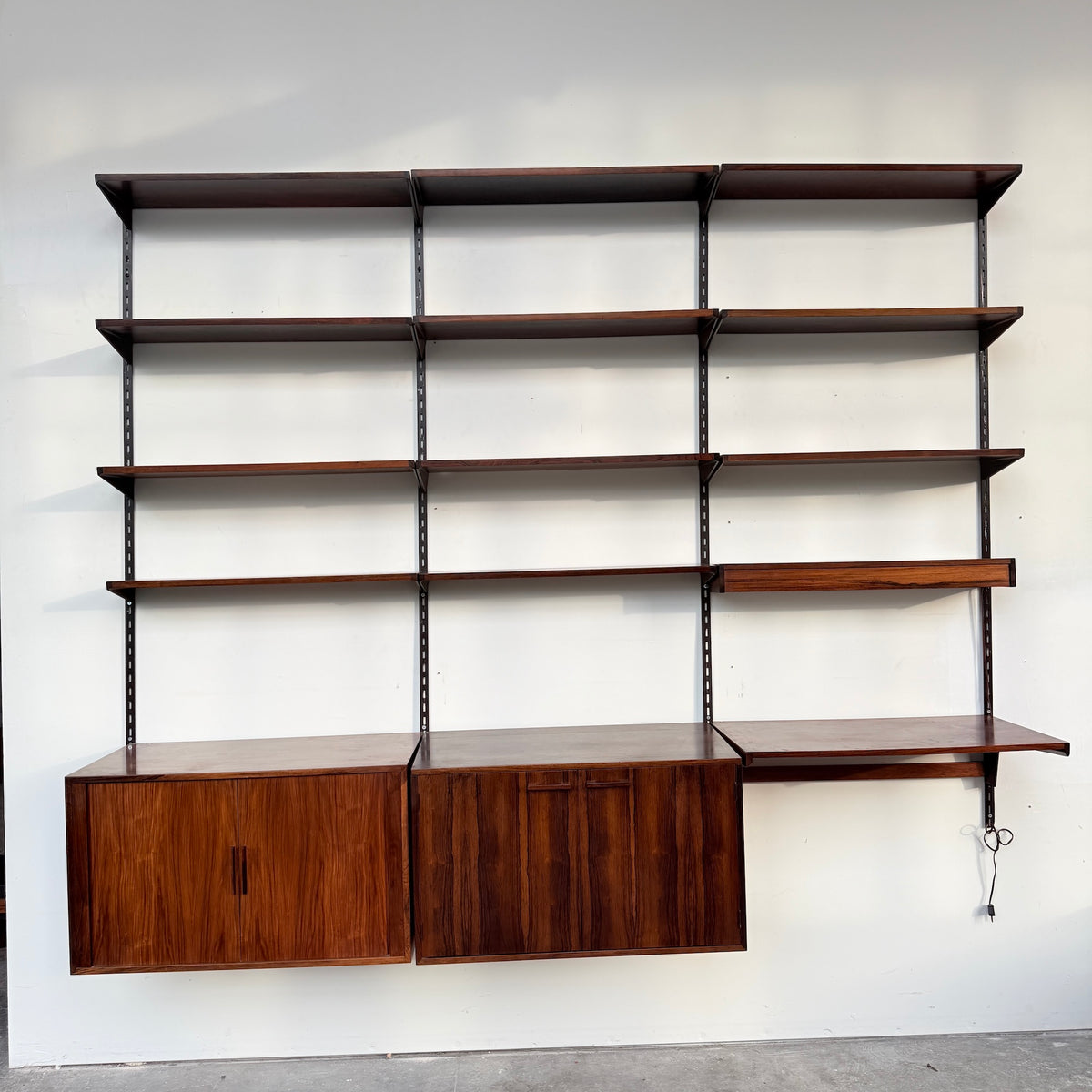Danish Modern Kai Kristiansen Rosewood FM Reolsystem 3-Bay Wall 