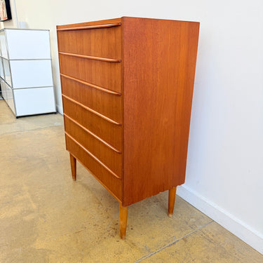 Danish Modern Teak 6 Drawer Tallboy Dresser