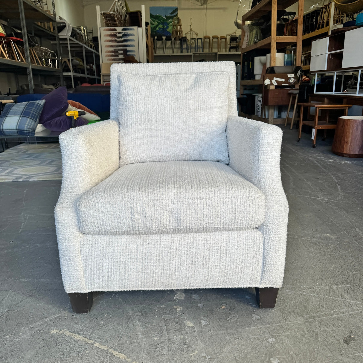 Serena and Lily Boucle white Lounge chair