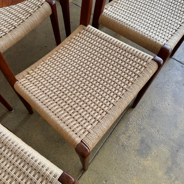 Danish Modern Niels Moller "Set of 8" Model 71 Teak dining chairs (New Cording + Fully Refinshed)