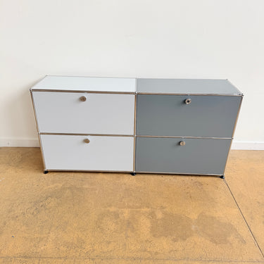 USM Haller 2X2 Media Console Fully Enclosed- Light/ Mid Grey Combo