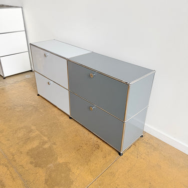 USM Haller 2X2 Media Console Fully Enclosed- Light/ Mid Grey Combo