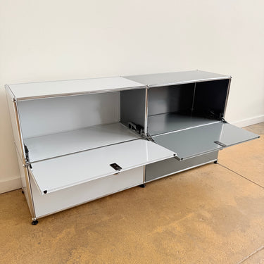 USM Haller 2X2 Media Console Fully Enclosed- Light/ Mid Grey Combo