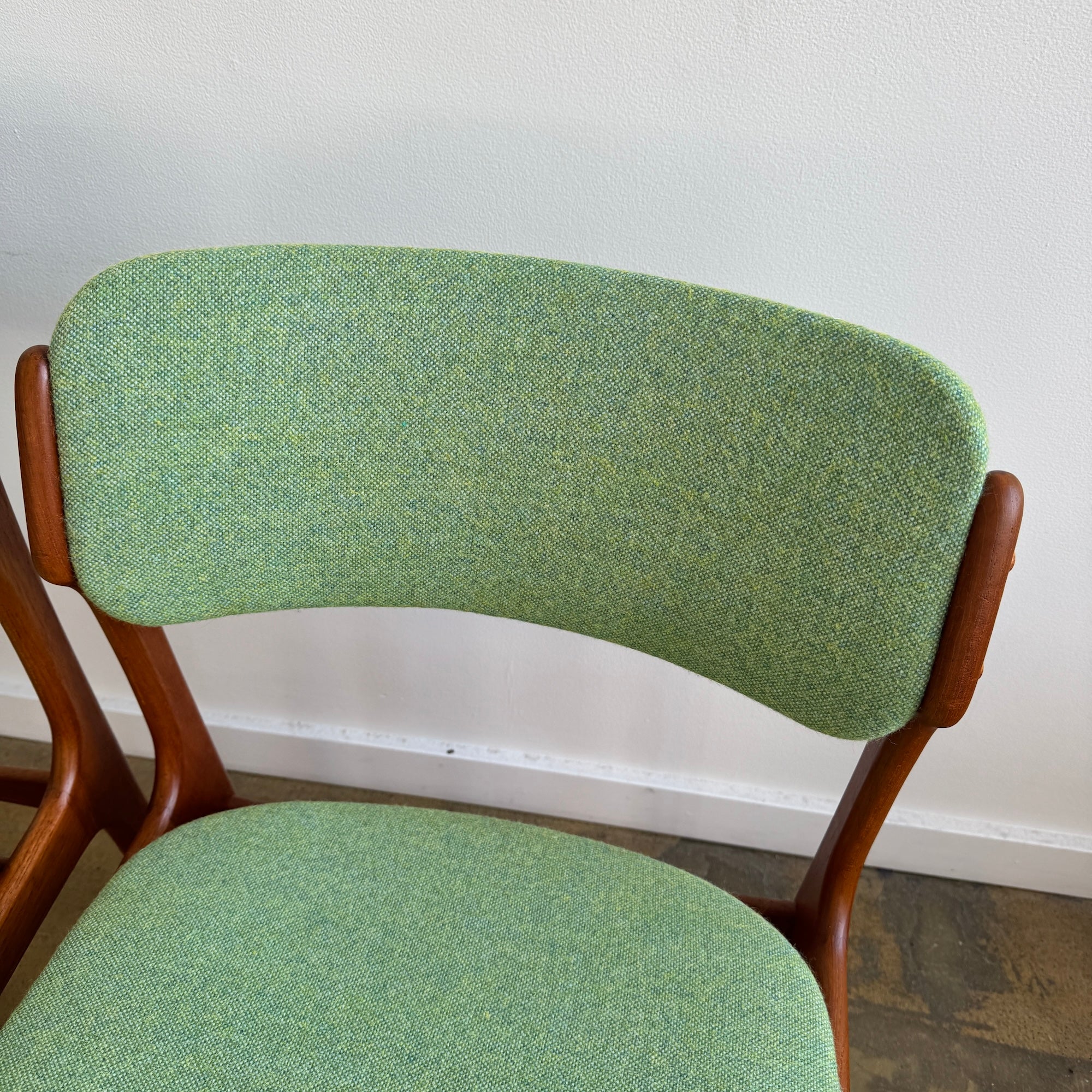 Danish Modern set of 4 Erik Buch Model 49 Teak Dining chairs (New Upholstery + Fully Refinished)