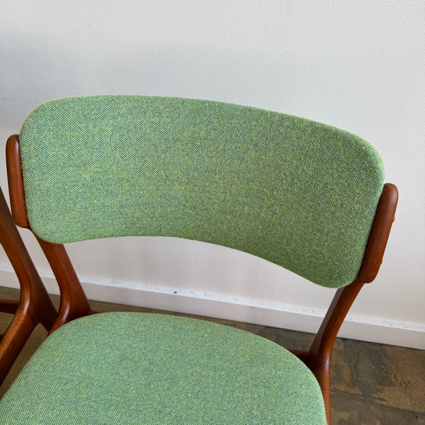Danish Modern set of 4 Erik Buch Model 49 Teak Dining chairs (New Upholstery + Fully Refinished)