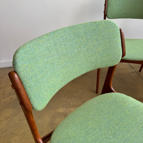 Danish Modern set of 4 Erik Buch Model 49 Teak Dining chairs (New Upholstery + Fully Refinished)