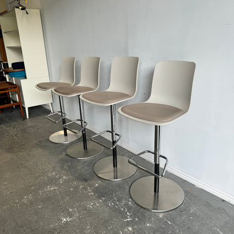 Authentic Vitra Hal Adjustable stools with leather seat cushion