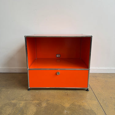 USM Haller 1X2 Storage Cabient With Cable Cut-Out - Pure Orange
