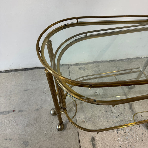 Vintage 20th Century Hollywood Regency Swivel Rolling Bar Cart