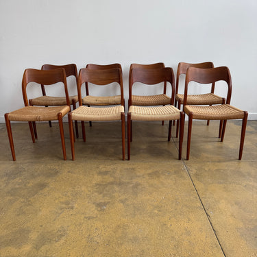 Danish Modern Niels Moller "Set of 8" Model 71 Teak dining chairs (Restoration Included)
