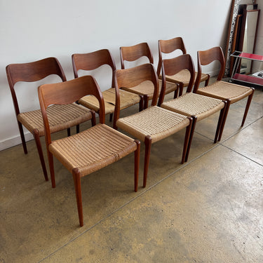Danish Modern Niels Moller "Set of 8" Model 71 Teak dining chairs (Restoration Included)