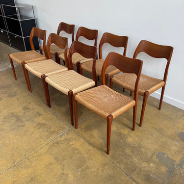 Danish Modern Niels Moller "Set of 8" Model 71 Teak dining chairs (Restoration Included)