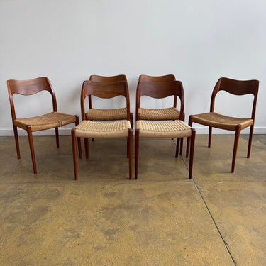 Danish Modern Niels Moller "Set of 6" Model 71 Teak dining chairs (Restoration Included)