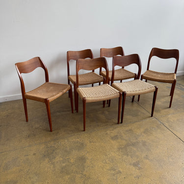 Danish Modern Niels Moller "Set of 6" Model 71 Teak dining chairs (Restoration Included)