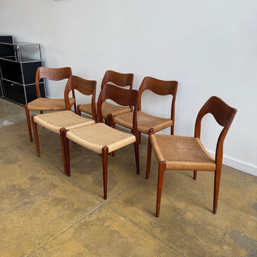 Danish Modern Niels Moller "Set of 6" Model 71 Teak dining chairs (Restoration Included)