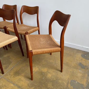 Danish Modern Niels Moller "Set of 8" Model 71 Teak dining chairs (Restoration Included)