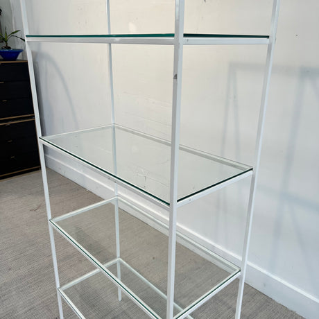 ABC Home White Tall Steel and Glass Shelving Unit
