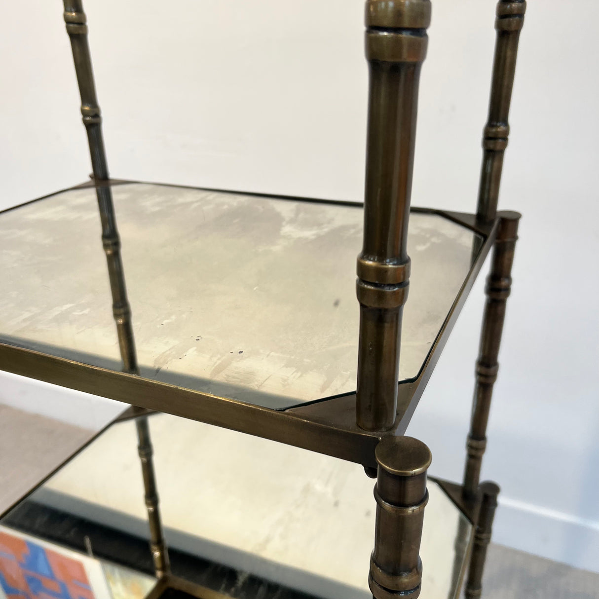 Vintage Etagere with mirrored shelves