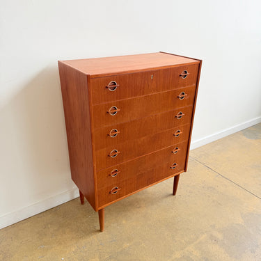 Danish Modern Teak Tallboy Dresser with 6 Drawers – enliven mart
