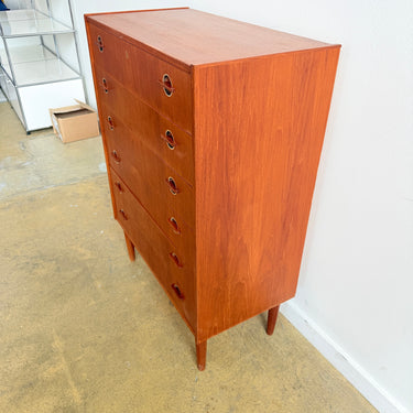 Danish Modern Teak Tallboy Dresser with 6 Drawers – enliven mart