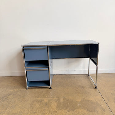 Vintage USM Haller Desk with 2 Drawers - Blue