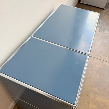 Vintage USM Haller Desk with 2 Drawers - Blue