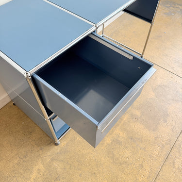 Vintage USM Haller Desk with 2 Drawers - Blue