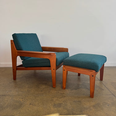 Danish Modern Lounge Chair & Ottoman Teak by Arne Wahl Iversen for Komfort (Restored)