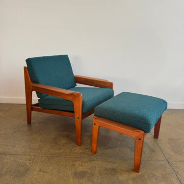 Danish Modern Lounge Chair & Ottoman Teak by Arne Wahl Iversen for Komfort (Restored)