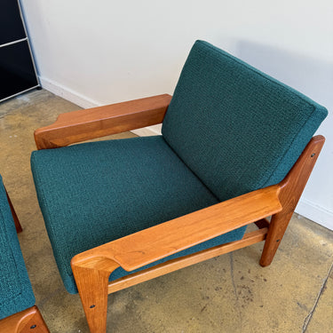 Danish Modern Lounge Chair & Ottoman Teak by Arne Wahl Iversen for Komfort (Restored)
