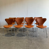Fritz Hansen iconic "series 7" leather chair by Arne Jacobsen (Set of 8)