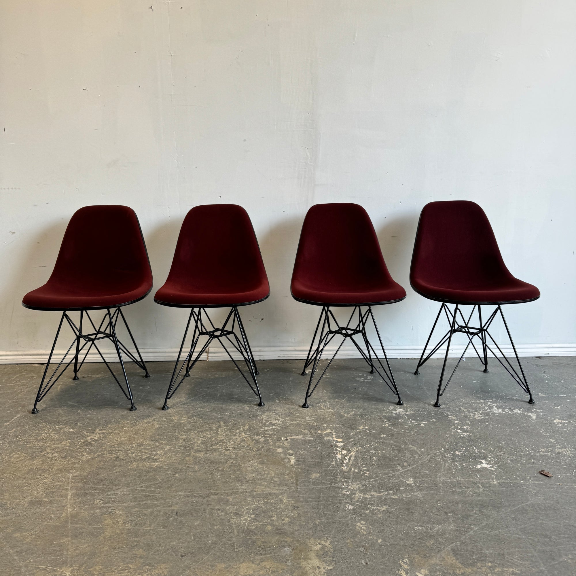 Vitra! Eames Fiberglass Velvet upholstery dining chairs (Set of 4)