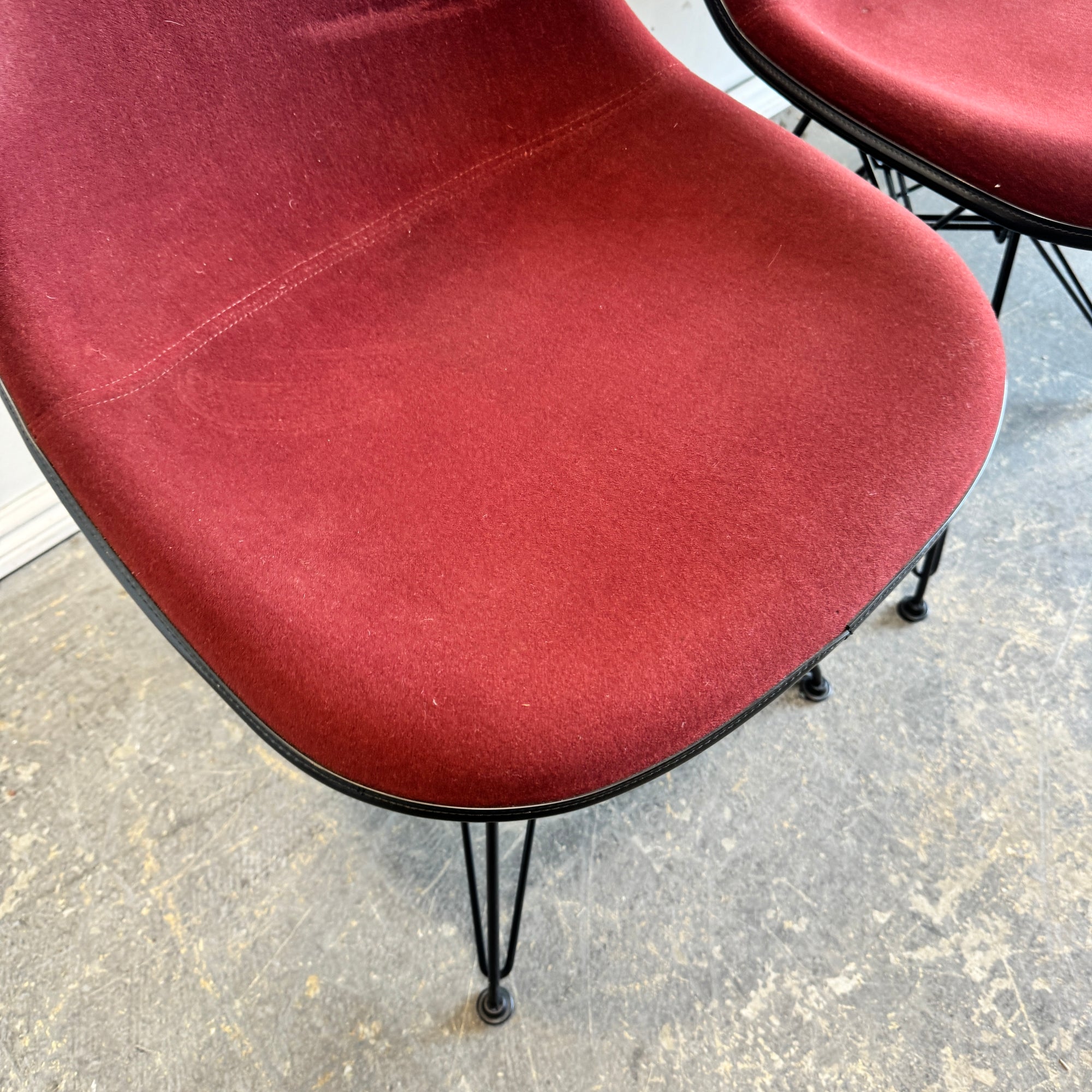 Vitra! Eames Fiberglass Velvet upholstery dining chairs (Set of 4)