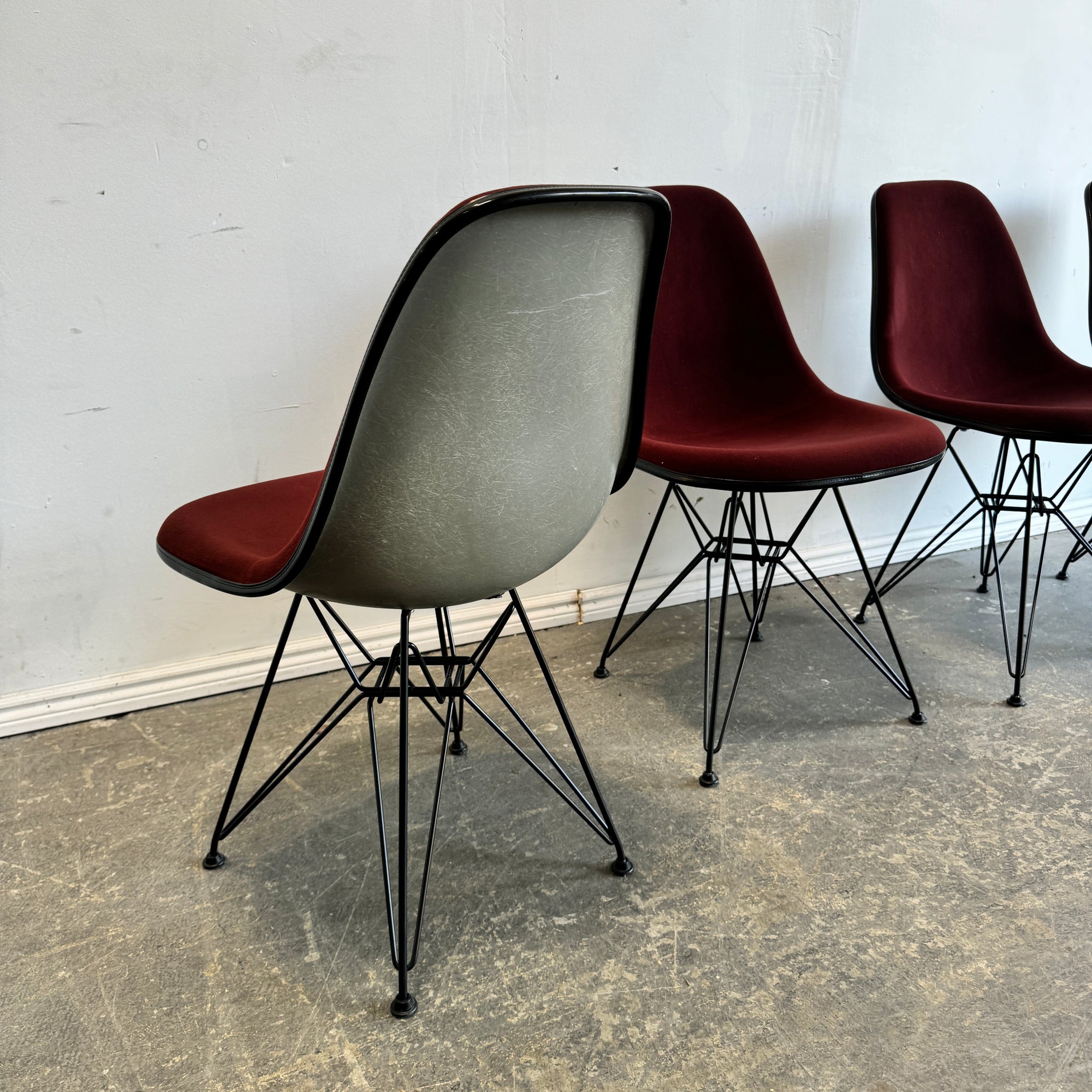 Vitra! Eames Fiberglass Velvet upholstery dining chairs (Set of 4)