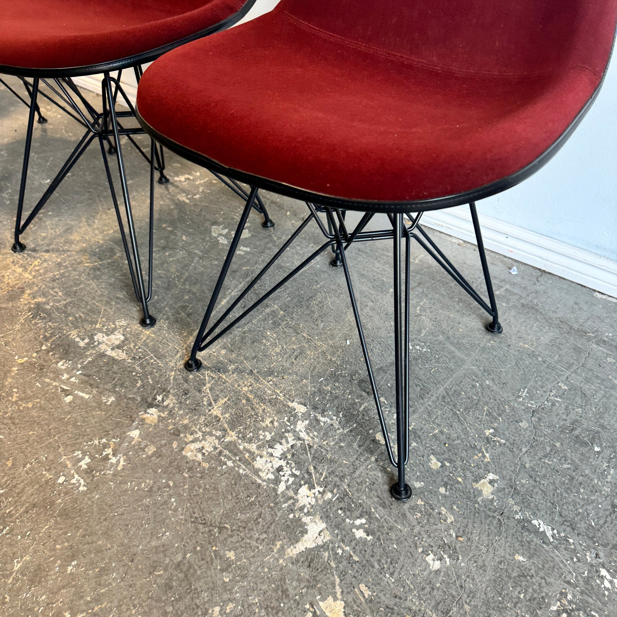 Vitra! Eames Fiberglass Velvet upholstery dining chairs (Set of 4)