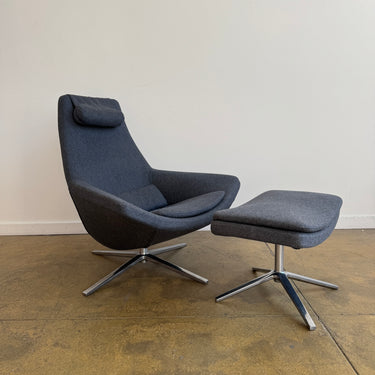B&B Italia Metropolitan Lounge Chair & Ottoman With Headrest by Jeffrey Bernett